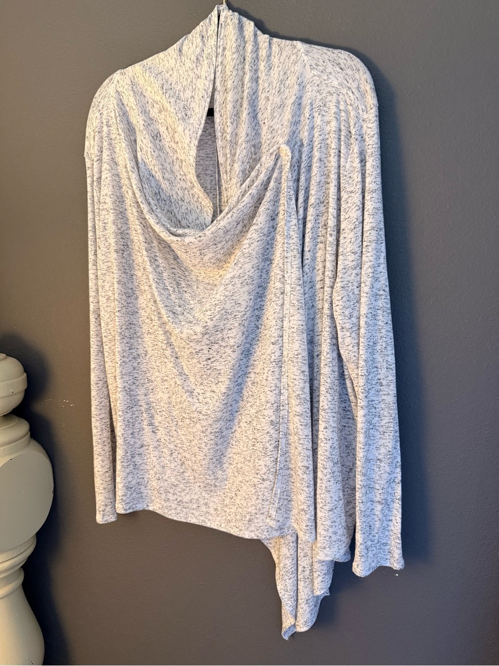 Eddie Bauer Light Heather Gray Cowl Neck Draped Sweater